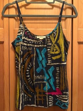Navy Multicolor Geometric Spaghetti Strap Cami